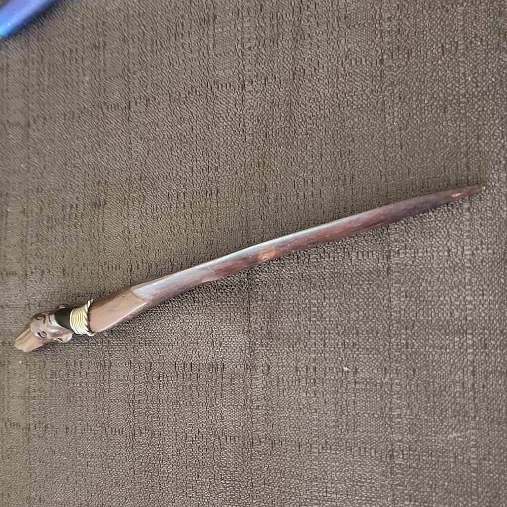 AFRICAN HAND CARVED  EBONY WOOD LETTER OPENER-KNIFE FIGURINE.